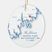 Mattapoisett MA Wedding Photo First Christmas セラミックオーナメント (左)