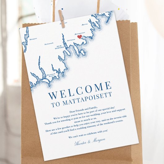 Mattapoisett MA Wedding Welcome Letter Navy Blue サンキューカード