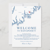 Mattapoisett MA Wedding Welcome Letter Navy Blue サンキューカード (正面)
