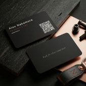 Matte Black Minimal QR Code Tech Founder Startup  名刺