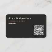 Matte Black Minimal QR Code Tech Founder Startup  名刺 (正面)