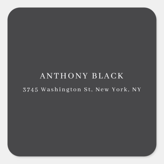 Matte Black Minimalist Plain Elegant Classical スクエアシール (正面)