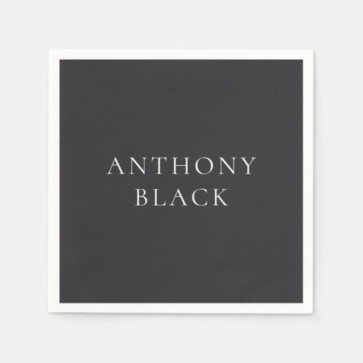 Matte Black Minimalist Plain Elegant Classical スタンダードカクテルナプキン (正面)