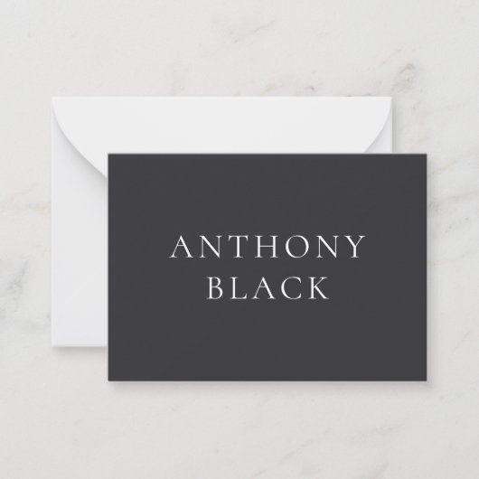 Matte Black Minimalist Plain Elegant Classical ノートカード (正面)