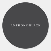 Matte Black Minimalist Plain Elegant Classical ラウンドシール (正面)