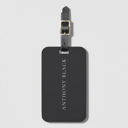 Matte Black Minimalist Plain Elegant Classical ラゲッジタグ (正面縦)