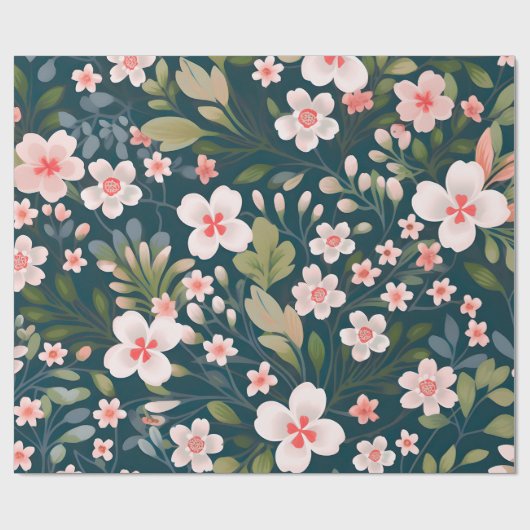 Matte Floral Wrapping Paper – Elegant Flower  ラッピングペーパー (フラット)