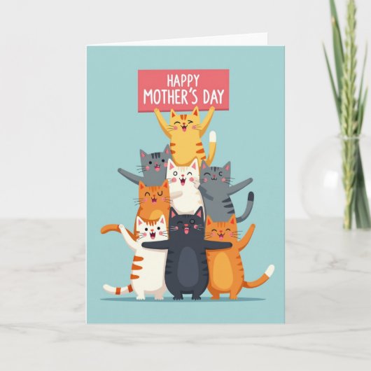 Matte Happy Mothers Day Cats Card カード (正面)