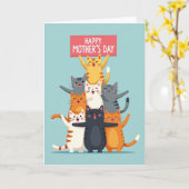 Matte Happy Mothers Day Cats Card カード (黄色い花)