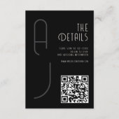  Matte Monogram Minimal Qr Code Wedding Black  エンクロージャーカード (正面)