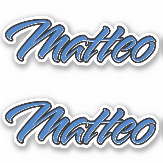 Matteo Name blue Aufkleber Sticker Stickerset シール (正面)