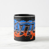 Matteo Vorname Name Graffiti blue orange Tasse マグカップ (中央)
