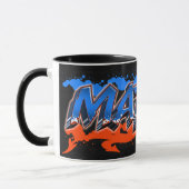 Matteo Vorname Name Graffiti blue orange Tasse マグカップ (左)