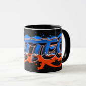Matteo Vorname Name Graffiti blue orange Tasse マグカップ (正面右)