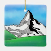 Matterhornスイスラインアートウォーターカラー セラミックオーナメント (裏面)