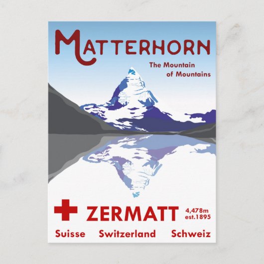 Matterhorn，ツェルマット，スイス， ポストカード (正面)