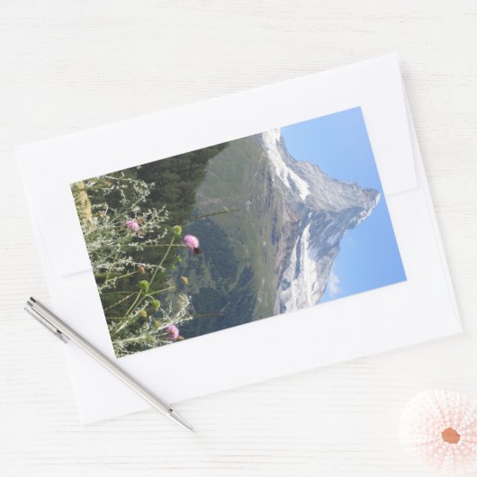 Matterhorn Mountain写真 長方形シール (封筒)
