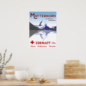 Matterhorn, Zermatt，スイス，スキーポスター ポスター (キッチン)