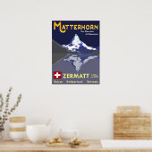 Matterhorn, Zermatt，スイス，スキーポスター ポスター (キッチン)