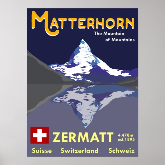 Matterhorn, Zermatt，スイス，スキーポスター ポスター (正面)