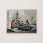 Matth著刻まれるクジラを攻撃する船のボート ジグソーパズル (横)