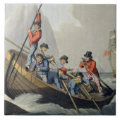 Matth著刻まれるクジラを攻撃する船のボート タイル (正面)