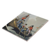 Matth著刻まれるクジラを攻撃する船のボート タイル (側面)