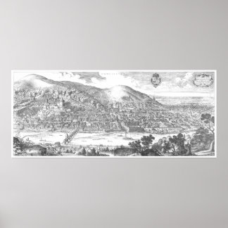 Matthäus Merian: Heidelberg-Panorama von 1620 ポスター