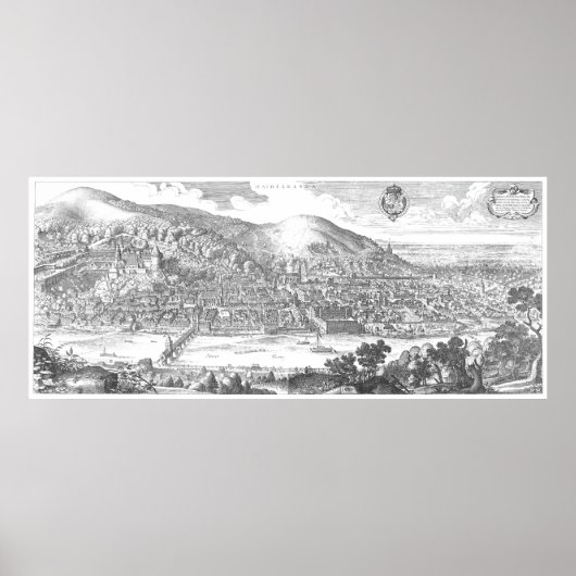 Matthäus Merian: Heidelberg-Panorama von 1620 ポスター (正面)