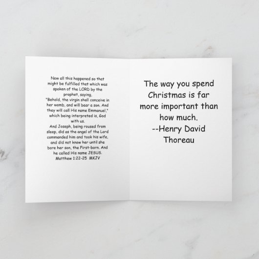 Matthewの1:22 - 25クリスマスカード シーズンカード (内部)