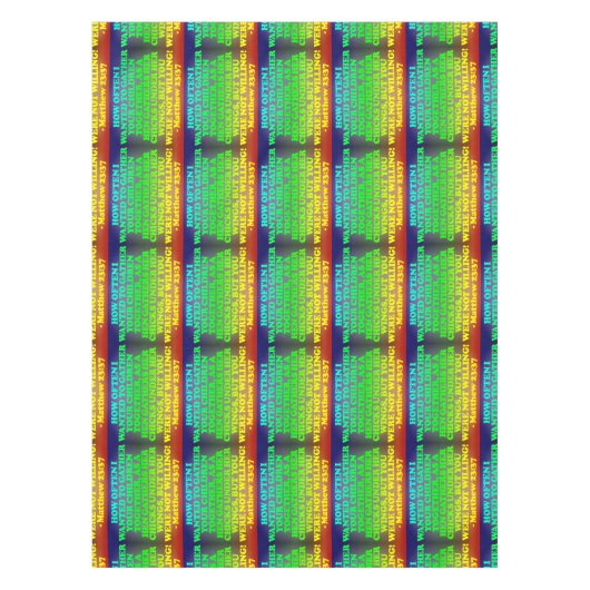 Matthewの23:37からの聖書の詩。 タイルを張られたイメージ テーブルクロス (正面)