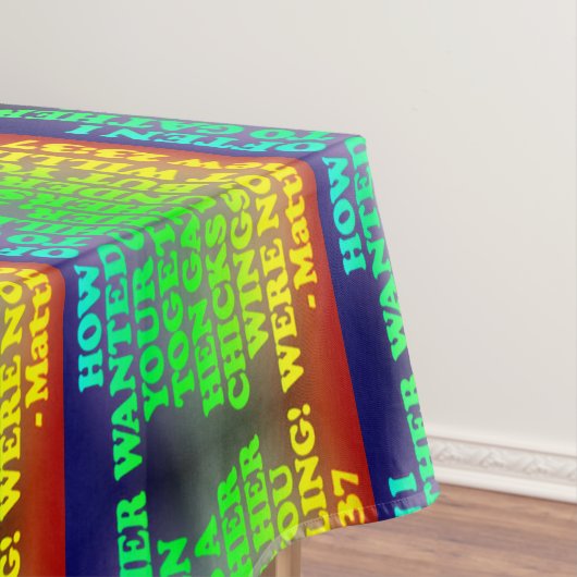 Matthewの23:37からの聖書の詩。 タイルを張られたイメージ テーブルクロス (インサイチュ)