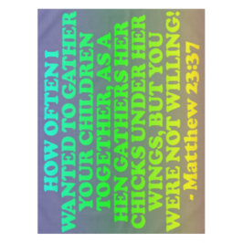 Matthewの23:37からの聖書の詩。 テーブルクロス