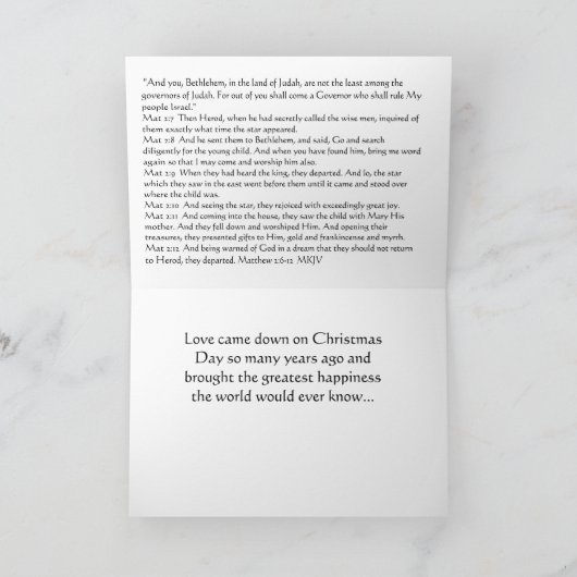 Matthewの2:6 - 12クリスマス シーズンカード (内部)