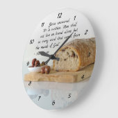 Matthewの4:4の人は単独でパンに住んでいません ラージ壁時計 (傾斜)