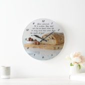 Matthewの4:4の人は単独でパンに住んでいません ラージ壁時計 (ホーム)