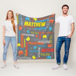 Matthew名前をカスタムするピクセルゲーミンググレーグラフィック フリースブランケット