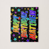 "MATTHEW"名、おもしろい"ハッピーバースデー" ジグソーパズル (縦)