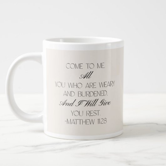 Matthew 11:28 Hope Bible Verse Mug  ジャンボコーヒーマグカップ (左)