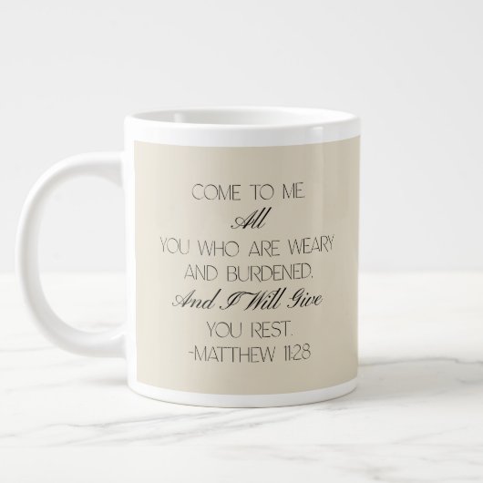 Matthew 11:28 Hope Bible Verse Mug  ジャンボコーヒーマグカップ (左)