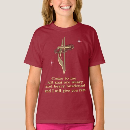 Matthew 11:28 Tシャツ (正面)