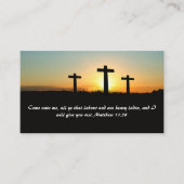 Matthew 11:28 Three Cross Sunset QRコード 名刺 (正面)