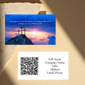 Matthew 11:28 Three Crosses Sunset QR code 名刺