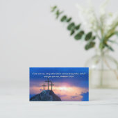 Matthew 11:28 Three Crosses Sunset QR code 名刺 (スタンド正面)