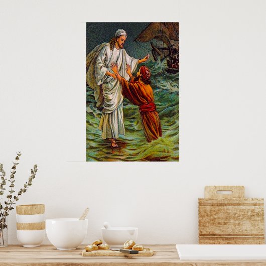 Matthew 14:28-33 Lord, Save Me ポスター (キッチン)