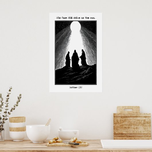 Matthew 17 2 Transfiguration Art Print His Face ポスター (キッチン)