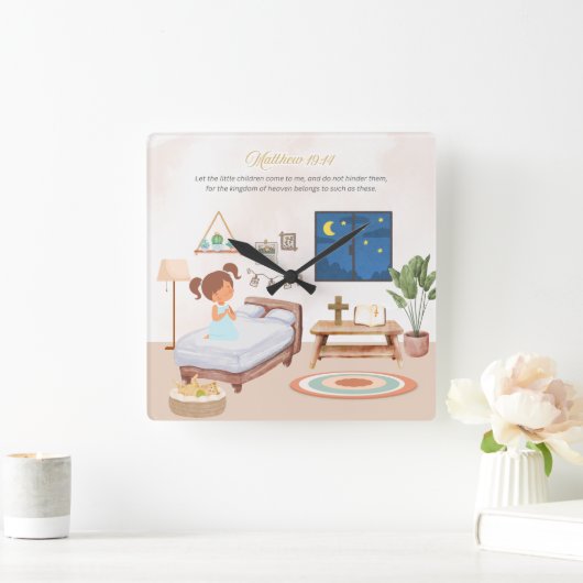 Matthew 19:14 Wall Clock スクエア壁時計 (ホーム)