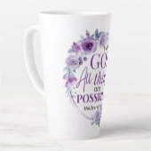 Matthew 19:26 Possible with God Purple Floral カフェラテマグ (左アングル)