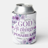 Matthew 19:26 Possible with God Purple Floral 缶クーラー (缶正面)