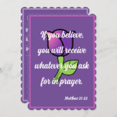 Matthew 21:22もしカー信じドを受け取る シーズンカード (正面/裏面)